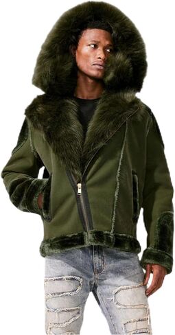JORDAN CRAIG EL JEFE MEN SHEARLING MOTO JACKET BLACK (3X-LARGE) in Saudi Arabia