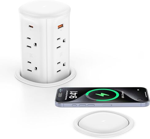منفذ VILONG المنبثق على سطح الطاولة مع شاحن لاسلكي بقدرة 15 وات، 4 USB/8 تيار متردد in Kuwait