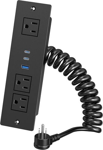 Drawer Outlet Kit with 65W USB C Fast Charging Station, HEZI Recessed Power Outlet with 3 USB Ports & 3 AC Outlets, Furniture Flush Mount Power Strip for Home Office 6ft Cord in Kuwait
