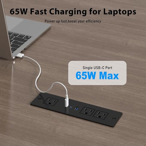 Drawer Outlet Kit with 65W USB C Fast Charging Station, HEZI Recessed Power Outlet with 3 USB Ports & 3 AC Outlets, Furniture Flush Mount Power Strip for Home Office 6ft Cord in Kuwait