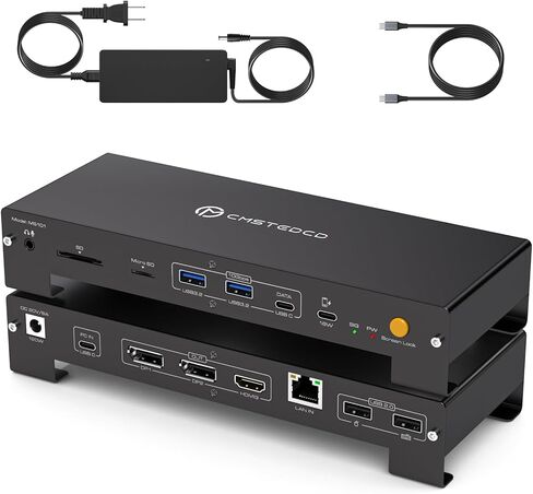 قاعدة توصيل للكمبيوتر المحمول USB C 3 شاشات 4K مع مصدر طاقة 120 وات قاعدة Thunderbolt 15 في 1 لشاشات متعددة مع منفذ 2DP ومنفذ HDMI PD100W/10 جيجابت في الثانية USB/SD&TF/Ethernet وما إلى ذلك (نظام التشغيل MacOS-لا يوجد وضع ممتد) in Kuwait