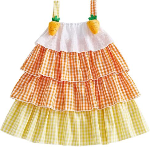 Toddler Baby Girl Dress Sleeveless Tiered Ruffle Floral Dress Plaid Sundress Kids Cute Summer Clothes in Saudi Arabia