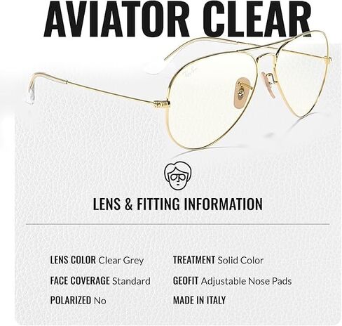 Ray-Ban RB3025 AVIATOR CLEAR EVOLVE Pilot Shaped Sunglasses for Men & Women with Official RAYBAN Eyewear Kit in Saudi Arabia