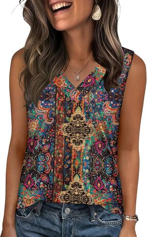 Zeagoo Tank Top for Women V Neck Loose Fit Sleeveless Summer Tops Business Casual Outfits Dressy Blouses Shirts in Saudi Arabia