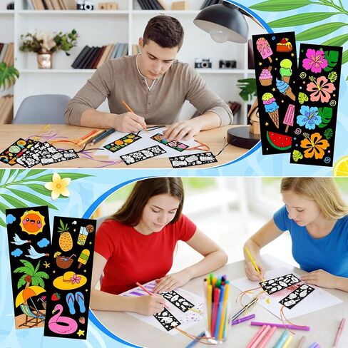 Frienda 80 PCS Summer Color الخاص بك الإشارات المرجعية الخاصة بك مع الشريط الجزء الأكبر من التلوين DIY شاطئ الآيس كريم أوشن فاكهة أشعة الإشارة المرجعية in Kuwait