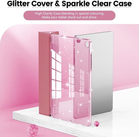 INFILAND Case for Samsung Galaxy Tab A11+Plus/A9+ Plus 11 inch Case (2023/2025), Glitter Tablet Protective Cover with Sparkly Clear Back for Girls Kids (Pink, Galaxy Tab A11 Plus) in Saudi Arabia