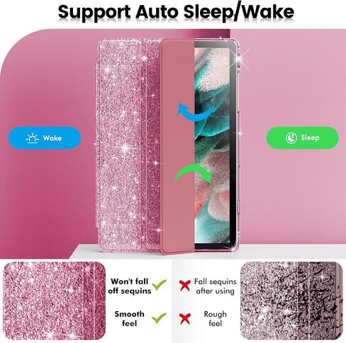 INFILAND Case for Samsung Galaxy Tab A11+Plus/A9+ Plus 11 inch Case (2023/2025), Glitter Tablet Protective Cover with Sparkly Clear Back for Girls Kids (Pink, Galaxy Tab A11 Plus) in Saudi Arabia