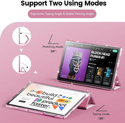 INFILAND Case for Samsung Galaxy Tab A11+Plus/A9+ Plus 11 inch Case (2023/2025), Glitter Tablet Protective Cover with Sparkly Clear Back for Girls Kids (Pink, Galaxy Tab A11 Plus) in Saudi Arabia