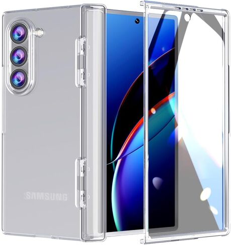 FABSPARK Case for Samsung Galaxy Z Flip 7 Built-in Screen Protector,Hinge Protection,Sparkly Bling Glitter Crystal Clear Transparent Slim Fit Acrylic Hard PC for Samsung Z Flip 7 Case,Glitter Pink in Saudi Arabia