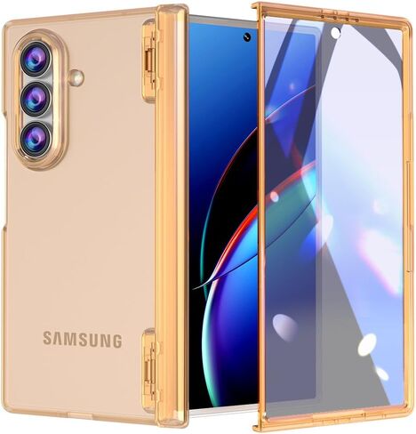 FABSPARK Case for Samsung Galaxy Z Flip 7 Built-in Screen Protector,Hinge Protection,Sparkly Bling Glitter Crystal Clear Transparent Slim Fit Acrylic Hard PC for Samsung Z Flip 7 Case,Glitter Pink in Saudi Arabia