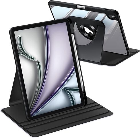 Fintie 360 Degree Rotating Case for iPad Air 11-inch M3 (2025) / M2 (2024), iPad Air 5th (2022) / 4th Generation 10.9 Inch - Swiveling Protective Stand Clear Back Cover with Pencil Holder, Purple in Saudi Arabia