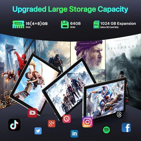 2026 Tablet ，Android Tablet,10.1 inch Android 15 Tablets, 8-Core 16GB RAM 64GB ROM | 6000mAh Battery, 1024GB Expand |1080 * 800 HD IPS Touchscreen | 5G/2.4G WiFi 6 | Bluetooth 5.0 (Gray) in Saudi Arabia
