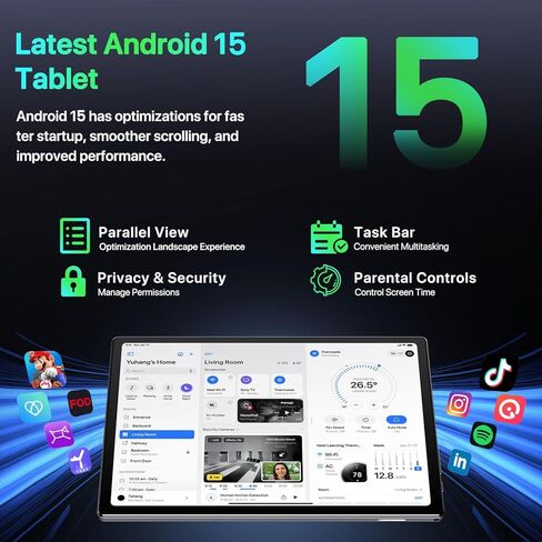 2026 Tablet ，Android Tablet,10.1 inch Android 15 Tablets, 8-Core 16GB RAM 64GB ROM | 6000mAh Battery, 1024GB Expand |1080 * 800 HD IPS Touchscreen | 5G/2.4G WiFi 6 | Bluetooth 5.0 (Gray) in Saudi Arabia