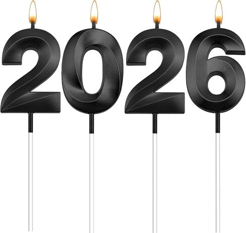 Graduation Candle Gold 2026 Candle, 4 Pcs 3D Visual 2026 Graduation Decorations, New Years Candle, Class 0f 2026 Cake Topper, 20, 22, 26, 60, 62 Birthday Candles New Year Decorations 2026 Decoration in Saudi Arabia