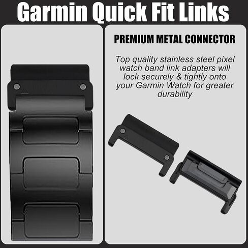 محول QuickFit 20 مم، 22 مم، 26 مم، مجموعة موصلات Lamshaw من الفولاذ المقاوم للصدأ من حزام بديل متوافق مع Garmin Fenix، Quatix، Tactix، Foretrex، Descent، Enduro، epix Pro Series Smartwatch in Kuwait