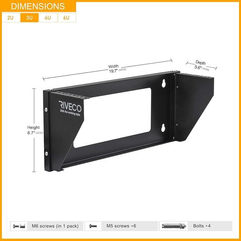 RIVECO 3U Wall Mount Rack for Network| Reinforced Heavy Load 66-99 LBS Server Racks Vertical & Horizontal Mounting for 19 inches IT & Studio Equipment & M6 Screws 50 Sets in Saudi Arabia