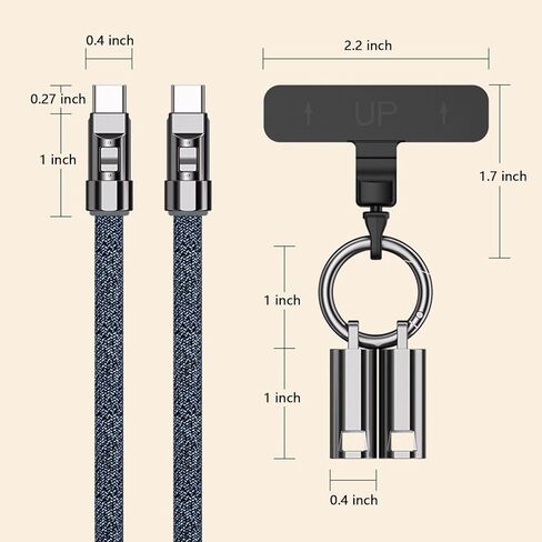 Crossbody Lanyard 4ft (120cm) – Cell Phone Neck & Shoulder Strap with Built-in 240W USB-C Charging Cable & Data Transfer – Durable Rope, Travel Essentials for iPhone 17/16/15 & Smartphones in Saudi Arabia