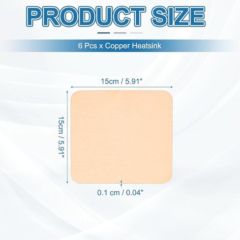 PATIKIL Copper Heatsink Pad Shims, 6 Pcs 15x15x0.1mm Copper Pad Shim IC Chipset GPU CPU Thermal Heatsink for Cooling Laptop Desktop Computer in Saudi Arabia