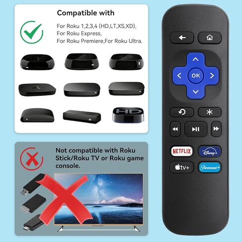 【عبوة من قطعتين】 مناسبة لبدائل جهاز التحكم عن بعد Roku - متوافقة مع Roku Box، Roku Player، Roku Express، Roku Premiere، Roku 1/2/3/4 (ليست لأي أجهزة تلفزيون أو عصي) in Kuwait