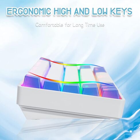 لوحة مفاتيح ألعاب ميكانيكية محمولة بنسبة 60% من HUO JI مع مفتاح أحمر قابل للتبديل السريع، وإضاءة خلفية RGB قابلة للتخصيص، وكابل USB-C قابل للفصل، و61 مفتاحًا مدمجًا لأجهزة الكمبيوتر المحمول التي تعمل بنظام Windows وأجهزة Mac - أبيض/أزرق in Kuwait