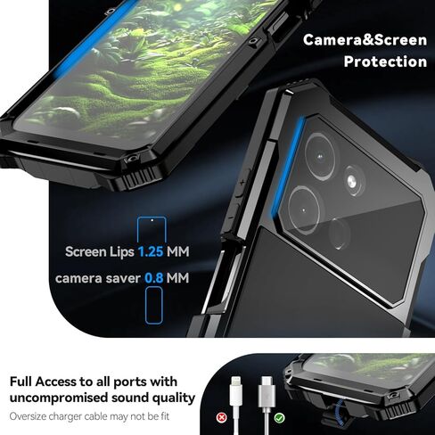 Lunivop for Motorola Moto G 2025/2026/ Moto G Play 2026 Case 6.7 Inch Metal Heavy Duty Phone Case Built-in Screen Protection Full Body Protective Dust Proof Military - Grade Rugged Black in Saudi Arabia