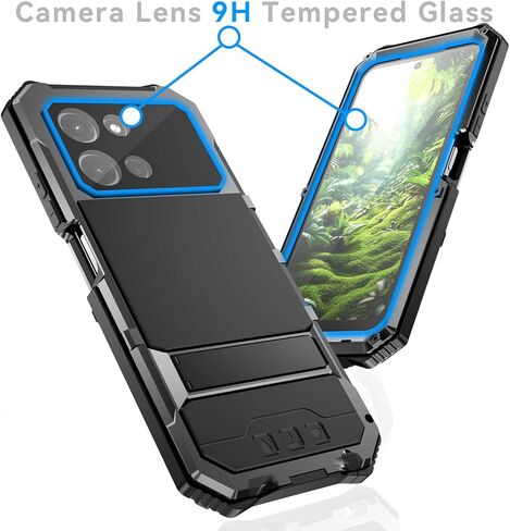 Lunivop for Motorola Moto G 2025/2026/ Moto G Play 2026 Case 6.7 Inch Metal Heavy Duty Phone Case Built-in Screen Protection Full Body Protective Dust Proof Military - Grade Rugged Black in Saudi Arabia
