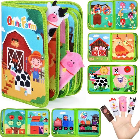 Letapapa Farm Busy Book للأطفال الصغار 1-3، هدايا ألعاب مونتيسوري لعمر 1 عامين من الأولاد والبنات، ألعاب تعليمية تعليمية لعمر 1+ سنة، كتاب أنشطة هادئ مشغول للأطفال الصغار لعبة سفر in Kuwait