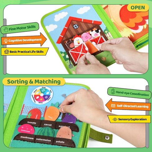 Letapapa Farm Busy Book للأطفال الصغار 1-3، هدايا ألعاب مونتيسوري لعمر 1 عامين من الأولاد والبنات، ألعاب تعليمية تعليمية لعمر 1+ سنة، كتاب أنشطة هادئ مشغول للأطفال الصغار لعبة سفر in Kuwait