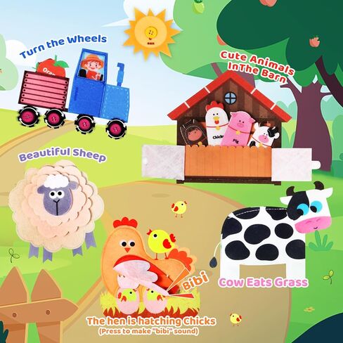 Letapapa Farm Busy Book للأطفال الصغار 1-3، هدايا ألعاب مونتيسوري لعمر 1 عامين من الأولاد والبنات، ألعاب تعليمية تعليمية لعمر 1+ سنة، كتاب أنشطة هادئ مشغول للأطفال الصغار لعبة سفر in Kuwait