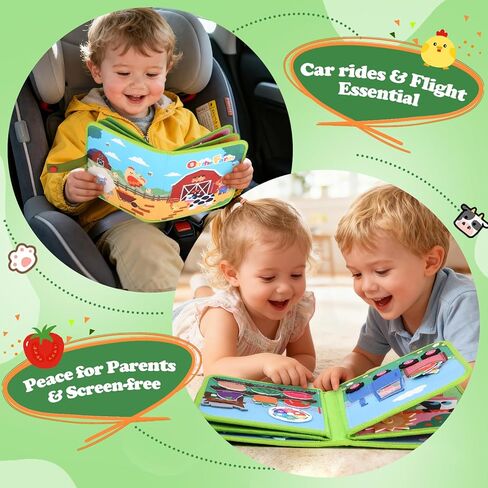 Letapapa Farm Busy Book للأطفال الصغار 1-3، هدايا ألعاب مونتيسوري لعمر 1 عامين من الأولاد والبنات، ألعاب تعليمية تعليمية لعمر 1+ سنة، كتاب أنشطة هادئ مشغول للأطفال الصغار لعبة سفر in Kuwait