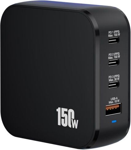 محطة شحن USB C بقدرة 150 وات - نيتريد الغاليوم خفيفة الوزن ومحمولة من النوع C محطة شحن سريعة بأربعة منافذ لأجهزة متعددة in Kuwait