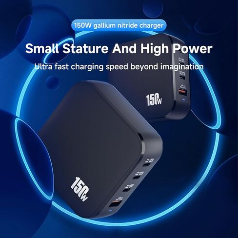 محطة شحن USB C بقدرة 150 وات - نيتريد الغاليوم خفيفة الوزن ومحمولة من النوع C محطة شحن سريعة بأربعة منافذ لأجهزة متعددة in Kuwait