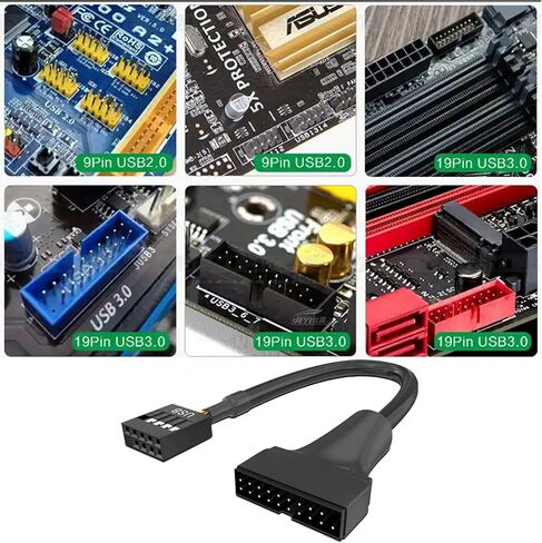 كابل رأس USB 3.0 إلى USB 2.0 بطول 0.15 متر، محول موصل داخلي للوحة الأم من 19 دبوس إلى 9 دبوس in Kuwait