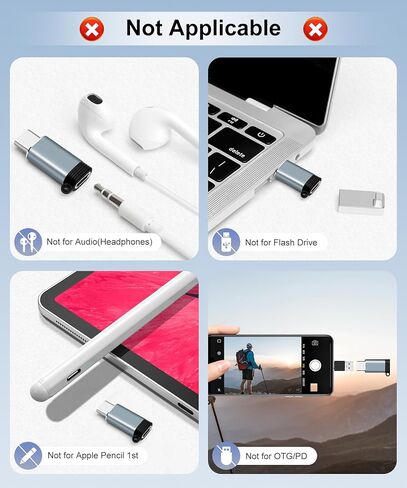 Adapter Lightning Female to USB-C Male (2-Pack), USB C to Lightning, Data Transfer Compatible for iPhone 16/15 Series,Air, iPad, Not for Audio/OTG - Gray in Saudi Arabia