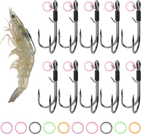 Live Shrimp Hook Double Fishing Hooks, 10pcs Live Bait Holder Hooks Shrimp Lure for Saltwater Freshwater Bass Catfish Pike Trout in Saudi Arabia