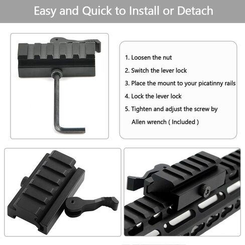 Fazee 2 قطعة Picatinny Riser Mount، 5 فتحات محول تركيب السكك الحديدية المنخفضة مع رافعة QD سريعة التحرير، مناسبة لحلقات نطاق 20 مم مشاهد بصرية in Kuwait