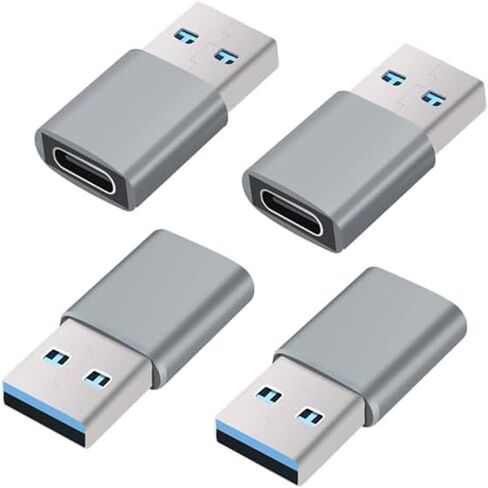 4 Pack USB 3.0 to USB C Adapter, 5Gbps USB A Male to Type C Female Adaptor Charger Converter for iPhone 12 13 14 15 Plus Pro Max, iWatch 8 9, Galaxy S23 S24 (Grey) in Saudi Arabia