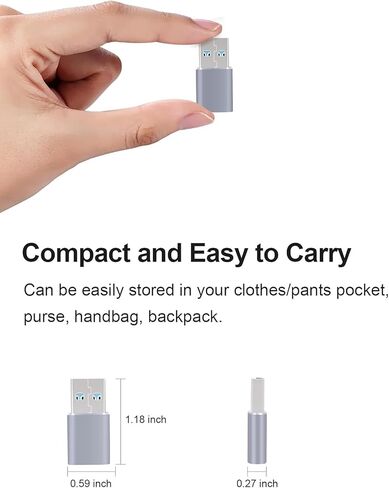 4 Pack USB 3.0 to USB C Adapter, 5Gbps USB A Male to Type C Female Adaptor Charger Converter for iPhone 12 13 14 15 Plus Pro Max, iWatch 8 9, Galaxy S23 S24 (Grey) in Saudi Arabia