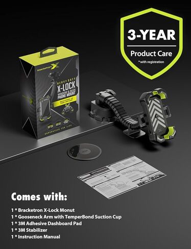 حامل هاتف السيارة Bracketron X-Lock عالي التحمل للشاحنة - حامل هاتف لسيارتك مع أمان XGrip ذو 4 نقاط للزجاج الأمامي ولوحة القيادة - متوافق مع iPhone وAndroid in Kuwait