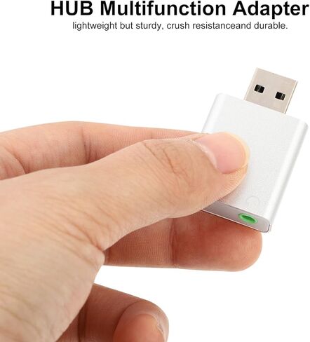محول صوت لبطاقة صوت USB خارجية لقناة Homoyoyo مع ميكروفون ومقبس سماعة الرأس وتشغيل صوت ستيريو لموسيقى الألعاب والبث المباشر بتصميم مدمج من الألومنيوم الفضي in Kuwait
