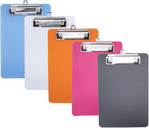 Plastic Colorful Clipboard 8.74x5.82in, Memo Size A5 Clipboards Heavy Duty Clipboard with Low Profile Clip for Office, Teacher, Classroom & Back to School College Supplies, Pack of 5 in Saudi Arabia