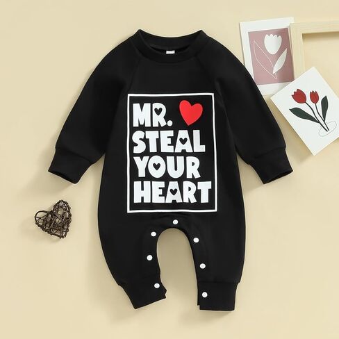 My First Valentines Day Baby Girl Outfit Mr Steal Your Heart Romper Long Sleeve Overalls Jumpsuit Cute Spring Clothes in Saudi Arabia