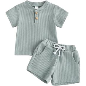 طقم ملابس أطفال أولادي تي شيرت وسروال قصير من الكتان غير رسمي طقم 3 6 9 12 24 شهرًا 1t 2t 3t 4t ملابس صيفية in Kuwait