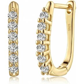 0.36-6 قيراط أقراط مويسانيتي مضادة للحساسية 925 حلق من الفضة الاسترليني 18 قيراط مطلي بالذهب الأبيض D اللون VVS1 حلق هوجي للنساء والرجال قطرة متدلية من الخلف in Kuwait