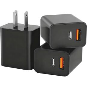 3 Pack USB C Charger Block,20W USB-C & USB-A Port Charger，for i Phone 17/16/15/14/13/12/11/X/8, i Pad and More in Kuwait