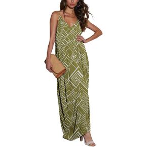 Poetsky Womens Casual Strappy V Neck Sleeveless Flowy Pockets Loose Long Maxi Beach Dress Sundress in Saudi Arabia