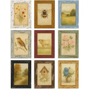 puthiac 8x10 Rustic Picture Frames, Farmhouse Distressed Wood Frame, Vintage Gallery Wall Photo Collage, Shatterproof Acrylic, Wall & Tabletop, Vertical/Horizontal, Vintage Art Prints, Set of 4 in Kuwait