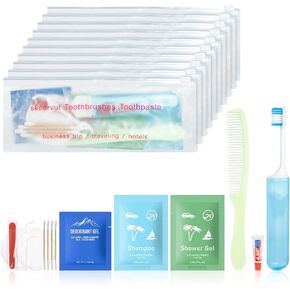 10 مجموعات من أدوات الزينة بحجم السفر وأدوات النظافة السائبة ومستلزمات العناية بالمشردين في حقيبة بسحاب، مجموعة أدوات المشردين مثالية للتخييم والفنادق والأعمال الخيرية للرجال والنساء in Kuwait