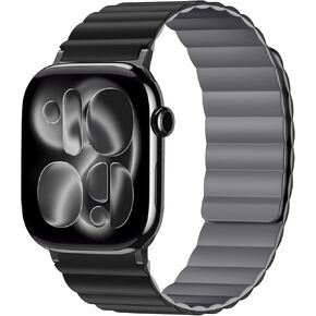 سوار ساعة مغناطيسي ذو وجهين متوافق مع سلسلة ساعات Apple 11 10 9 8 7 6 5 4 Ultra 3/2/1 SE للرجال، حزام معصم رياضي من السيليكون يمكن ارتداؤه على الوجهين لساعة iWatch 49 مم 46 مم 45 مم 44 مم 42 مم 40 مم in Kuwait