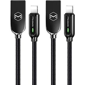 mcdodo Upgraded Power Off/On Smart LED Auto Disconnect Nylon Braided Sync Charge USB Data 4FT/1.2M Cable Compatible iPhone 14/13/12/11 Pro Max (2 Pack Black, 4FT) in Kuwait